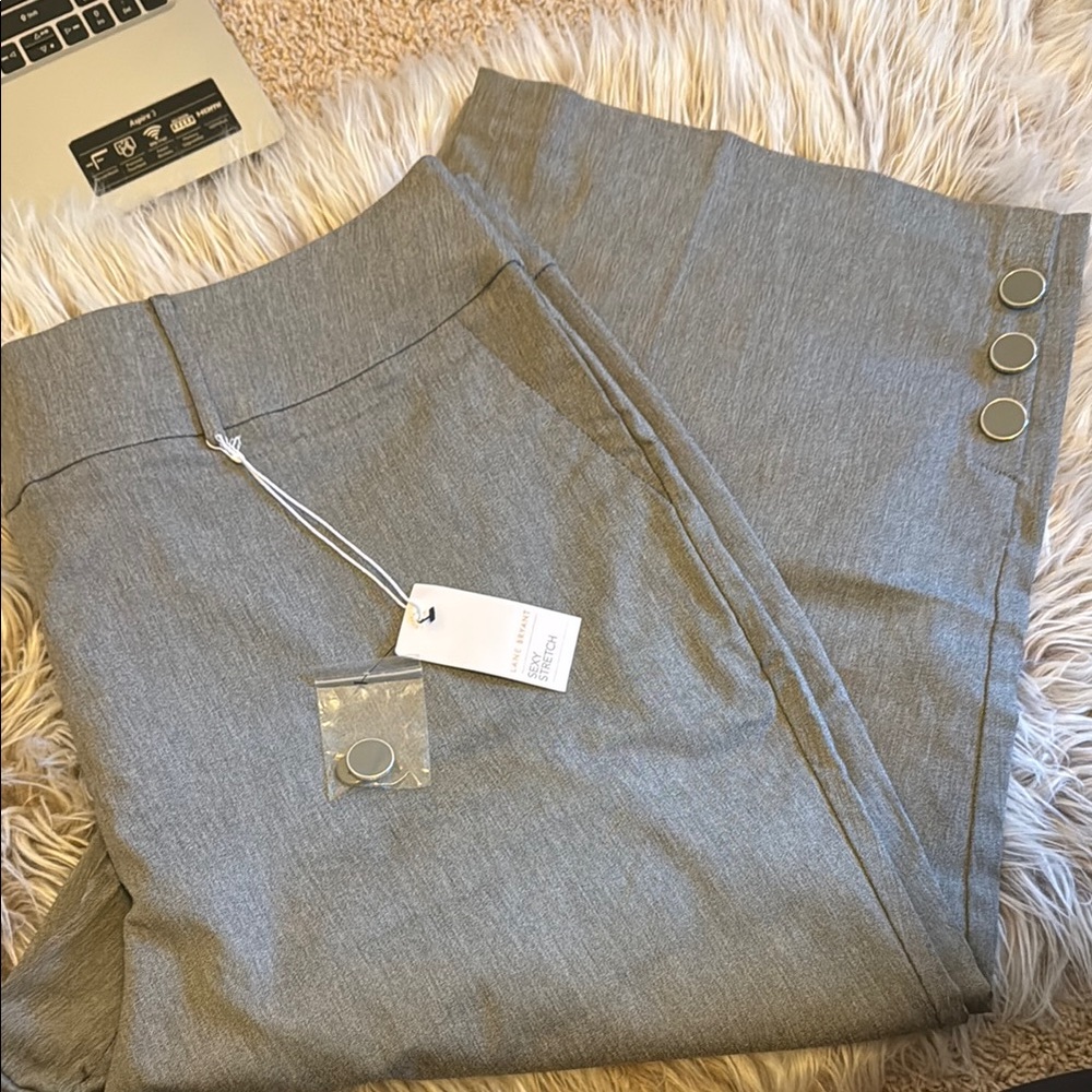 Lane Bryant Gray capris with Button Detail